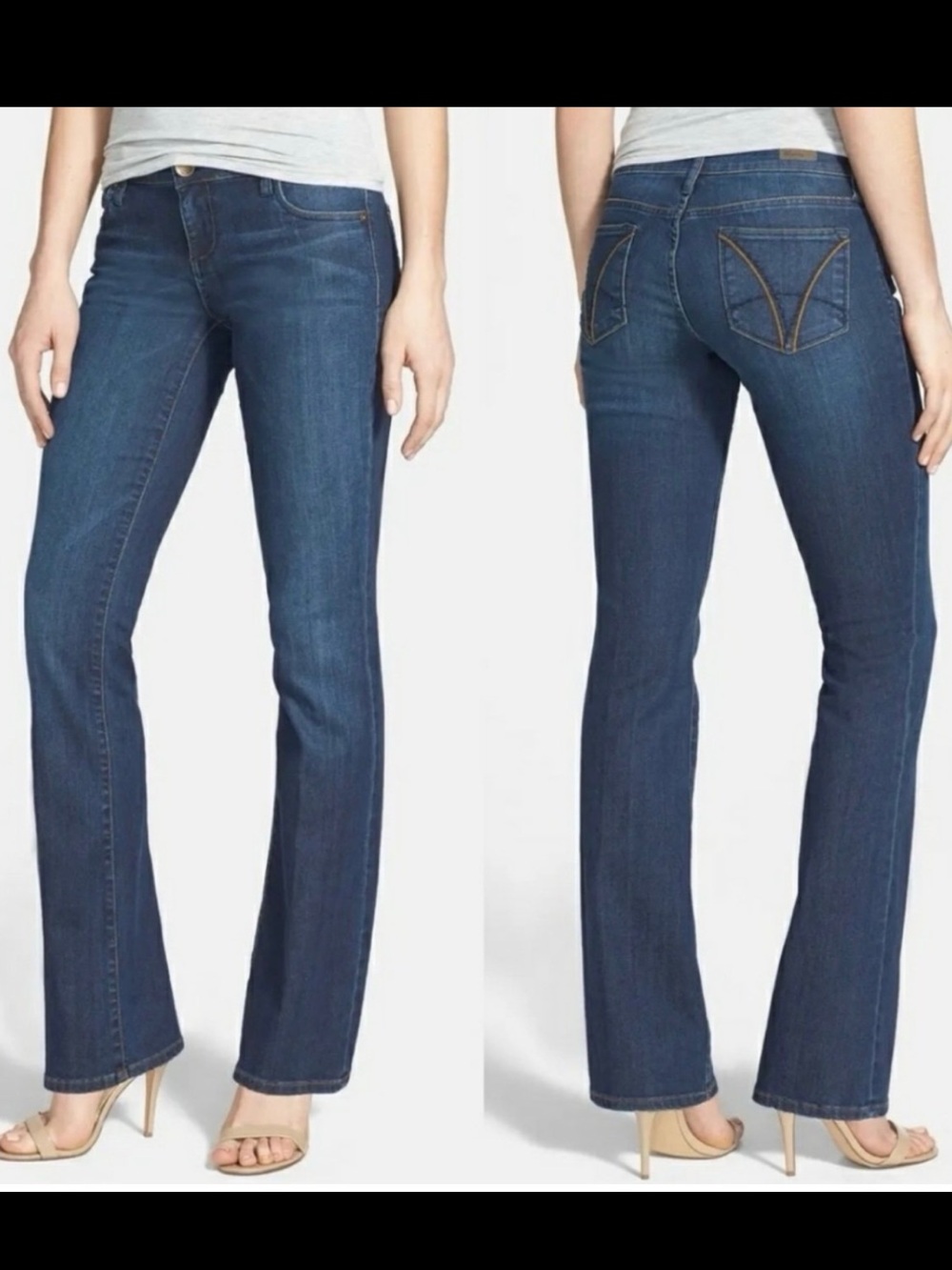 Kut from the Kloth Dark Blue Farrah Baby Bootcut Jeans
